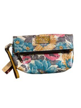 Patricia Nash Valerie 100% Leather Multicolor Fold-Over Designer Wristlet Floral